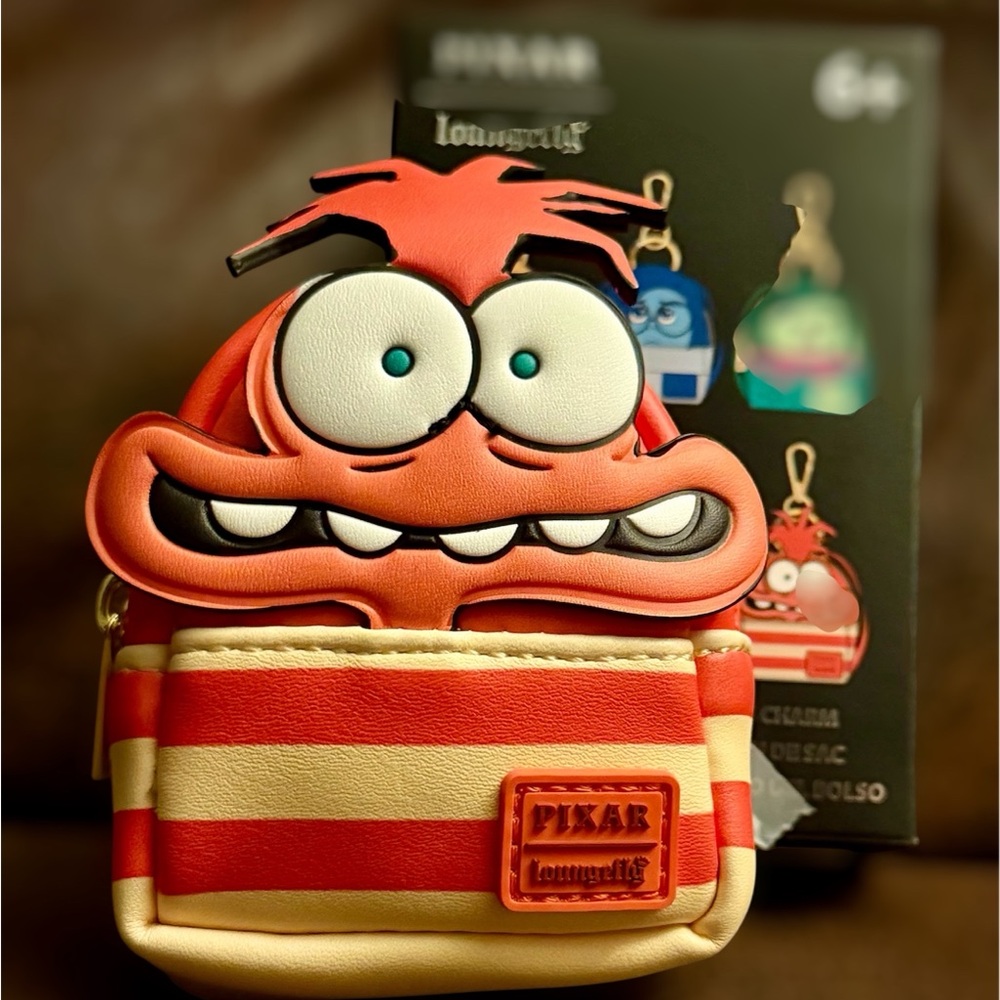 Pixar Inside Out 2 Anxiety Loungefly Mini Backpack Coin Purse - Orange and Cream